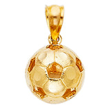 14K Yellow Gold Soccer Ball Pendant on White Background