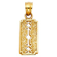 14K Yellow Gold Diamond-Cut Razor Blade Pendant on White Background