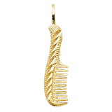 14K Yellow Gold Comb Pendant on White Background