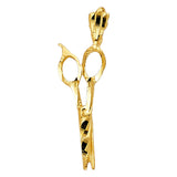 14K Yellow Gold Scissors Pendant on White Background
