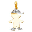 14K Two-Tone Gold Baby Boy Pendant on White Background