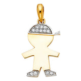 14K Two-Tone Gold Baby Boy Pendant on White Background