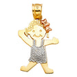 14K Tricolor Gold Dancing Girl Pendant on White Background