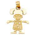 14K Tricolor Gold It's a Girl Pendant on White Background