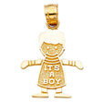 14K Tricolor Gold It's a Boy Pendant on White Background
