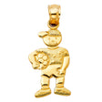 14K Yellow Gold Boy with Soccer Ball Pendant on White Background