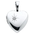 14K White Gold Diamond-Accent Heart Locket Pendant on White Background