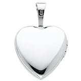 14K White Gold Heart Locket Pendant on White Background