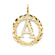 14K Yellow Gold Wreath Initial Pendant