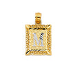 14K Two-Tone Gold Square Initial Pendant
