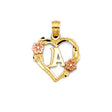14K Two-Tone Gold Heart Initial Pendant
