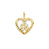 14K Yellow Gold Heart Initial Pendant