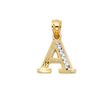 14K Two-Tone Gold Block Initial Pendant on White Background