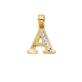 14K Two-Tone Gold Block Initial Pendant on White Background