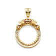 14K Yellow Gold Double-Dragon Coin Frame Pendant on White Background