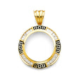 14K Yellow Gold Greek-Key Coin Frame Pendant on White Background