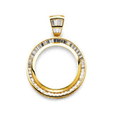 14K Yellow Gold Baguette 50 Pesos Coin Frame Pendant