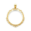 14K Yellow Gold Floral 50 Pesos Coin Frame Pendant
