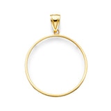 14K Yellow Gold Polished 50 Pesos Coin Frame Pendant