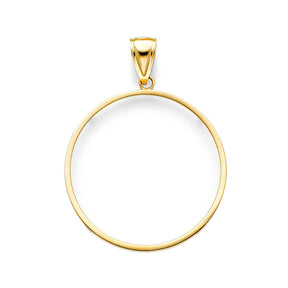 14K Yellow Gold Polished 50 Pesos Coin Frame Pendant
