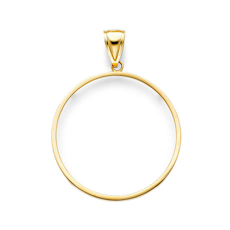 14K Yellow Gold Polished 50 Pesos Coin Frame Pendant