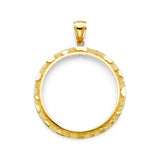 14K Yellow Gold Nugget 50 Pesos Coin Frame Pendant