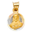 14K Tricolor Gold Jesus with Heart Saint Pendant