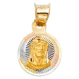 14K Tricolor Gold Jesus Stamp Pendant