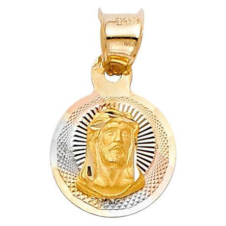 14K Tricolor Gold Jesus Stamp Pendant