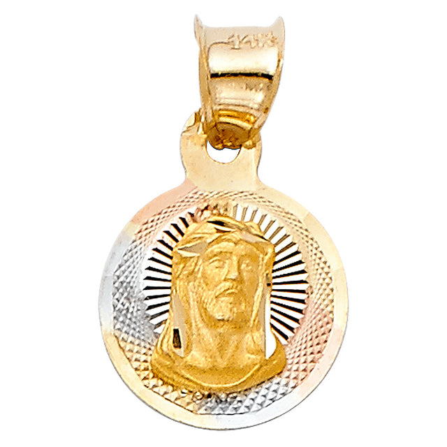 14K Tricolor Gold Jesus Stamp Pendant