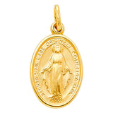 14K Yellow Gold Virgin Mary Medal Pendant