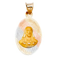 14K Tricolor Gold Jesus With Heart St Pendant