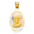 14K Tricolor Gold Jesus Stamp Pendant