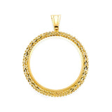 14K Yellow Gold Beaded 50 Pesos Coin Frame Pendant