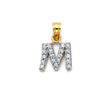 14K Two-Tone Gold CZ Pave Initial Pendant on White Background