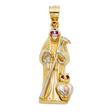 14K Two-Tone Gold Santa Muerte Pendant
