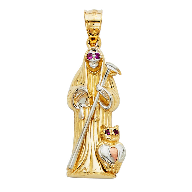 14K Two-Tone Gold Santa Muerte Pendant