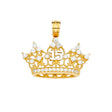 14K Yellow Gold CZ 15 Years Crown Pendant