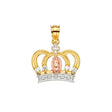 14K Tricolor Gold Guadalupe Crown Pendant
