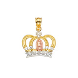 14K Tricolor Gold Guadalupe Crown Pendant