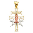 14K Yellow Gold CZ 3Color Crucifix Cross Pendant