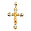 14K Yellow Gold CZ 3Color Crucifix Cross Pendant