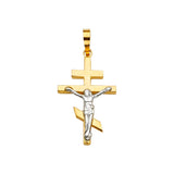 14K Two-Tone Gold Crucifix Cross Pendant