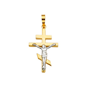 14K Two-Tone Gold Crucifix Cross Pendant