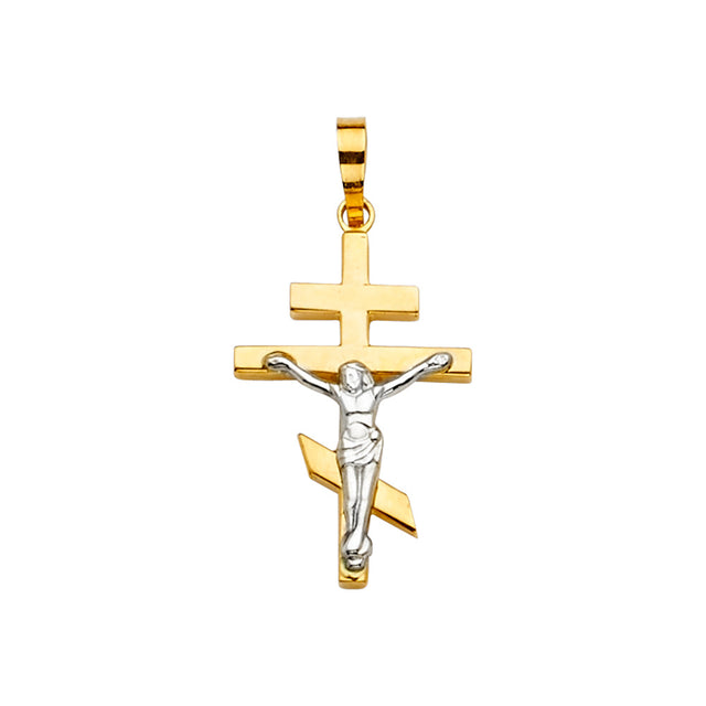 14K Two-Tone Gold Crucifix Cross Pendant