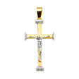 14K Two-Tone Gold Crucifix Cross Pendant