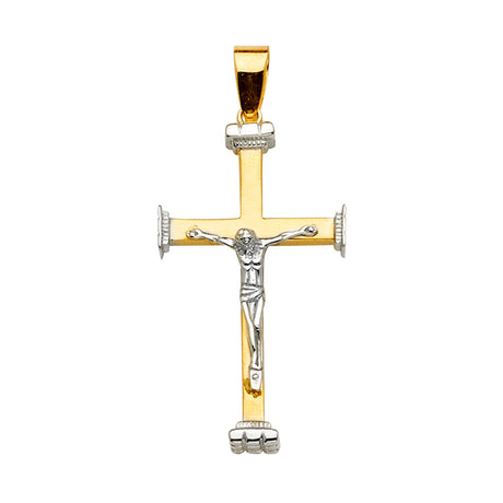 14K Two-Tone Gold Crucifix Cross Pendant