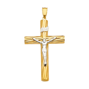14K Two-Tone Gold Crucifix Cross Pendant