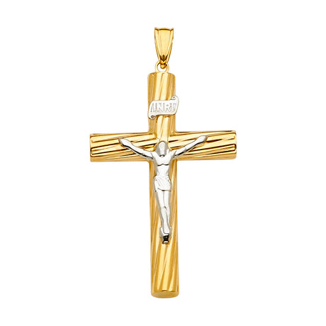 14K Two-Tone Gold Crucifix Cross Pendant