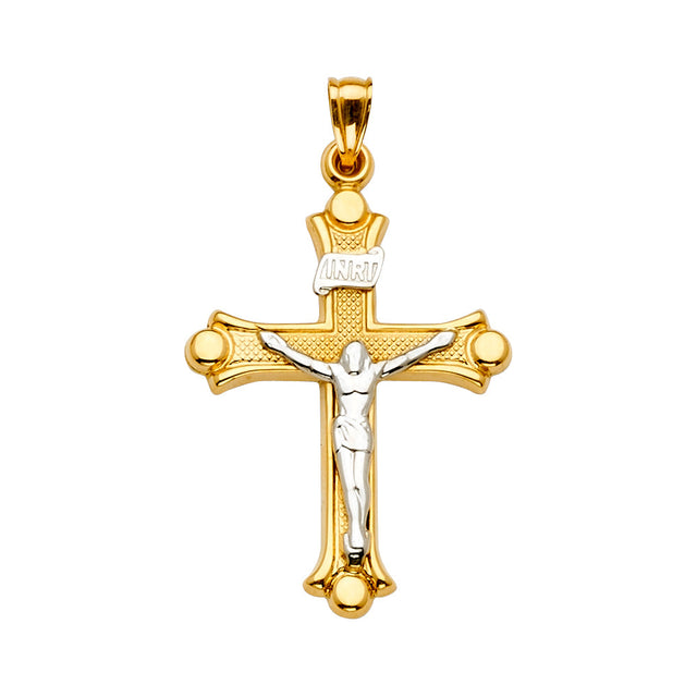 14K Two-Tone Gold Crucifix Cross Pendant